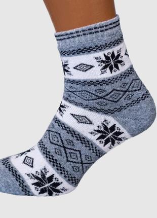 Махрові шкарпетки жіночі зимові орнамент 23-25 р. високі, сірий6 фото