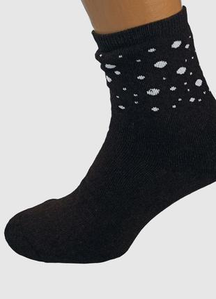 Махровые носки женские зимние капли 23-25 р. высокие, черный5 фото