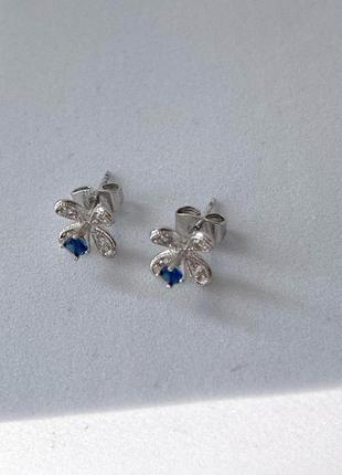 Сережки позолота xuping гвоздики пусети з синім камінням срібло 10 мм s151342 фото