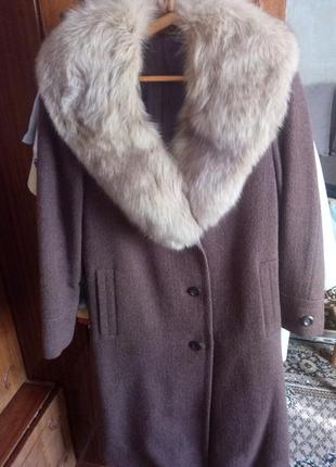 Женское шерстяное пальто, натуральный песец4 фото