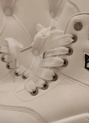 Ботинки кроссовки белые теплые на платформе wolf6 фото
