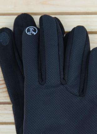 Мужские сенсорные перчатки замшевые из плащевки с мехом двойные осень-зима размер l-xl4 фото