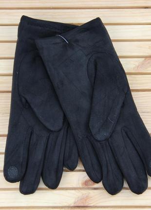 Мужские сенсорные перчатки замшевые из плащевки с мехом двойные осень-зима размер l-xl3 фото