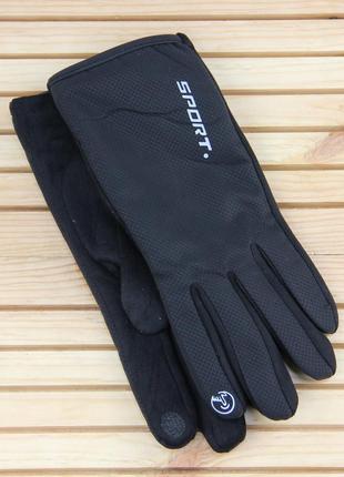 Мужские сенсорные перчатки замшевые из плащевки с мехом двойные осень-зима размер l-xl2 фото