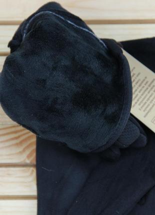 Мужские сенсорные перчатки замшевые из плащевки с мехом двойные осень-зима размер l-xl7 фото