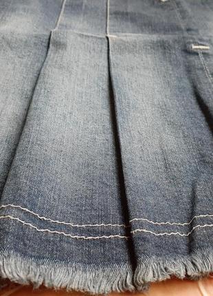 Юбка джинсовая темно-синяя с потертостями коттоновая "терка"7 фото