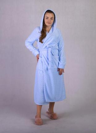 Женский махровый халат с капюшоном рр 42-561 фото