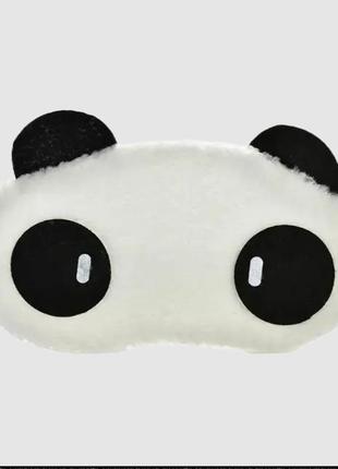 Маска для сну плюшева панда очі з паличками, розмір 18х11см, римінець 27см