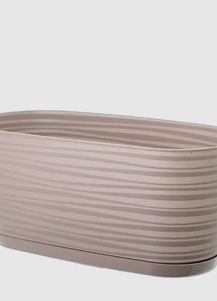 Горшок сахара 31 см с поддоном серо-бежевый