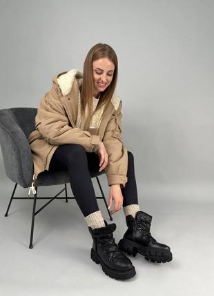 Ботинки женские кожаные черные зимние