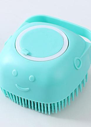 Силіконова масажна мочалка для ванни з дозатором5 фото