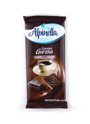 Шоколад чорний alpinella dark, чорний, 90 г