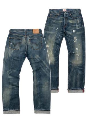 Levis 501 vintage distressed denim jeans мужские джинсы