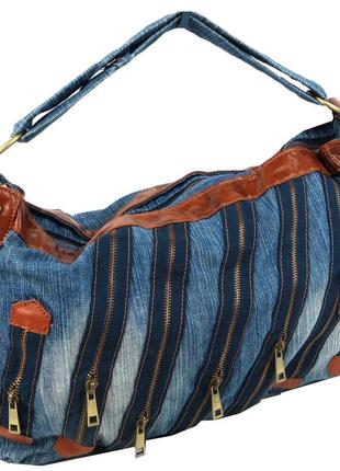 Женская джинсовая сумка fashion jeans bag синяя1 фото