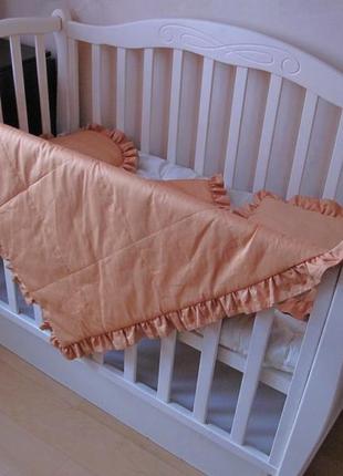 Комплект дитячий медові сни. дитяча ковдра - покривало з рюшів у наборі з 2 подушками1 фото