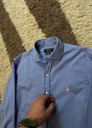 Мужская оригинальная голубая повседневная рубашка polo ralph laure carhartt n slim fit twill5 фото