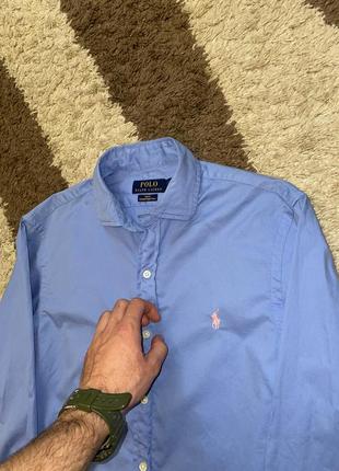 Мужская оригинальная голубая повседневная рубашка polo ralph laure carhartt n slim fit twill8 фото