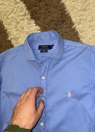 Мужская оригинальная голубая повседневная рубашка polo ralph laure carhartt n slim fit twill2 фото