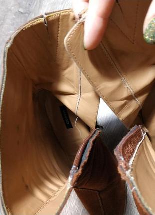 Коричневые ботильоны сапоги ботинки с широким каблуком, замшевые mango8 фото