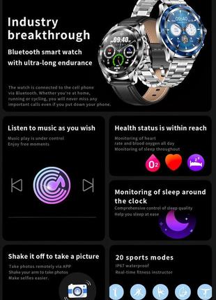 Смарт-годинник чоловічий smart terminator new silver розумний годинник смарт часи чоловічі9 фото