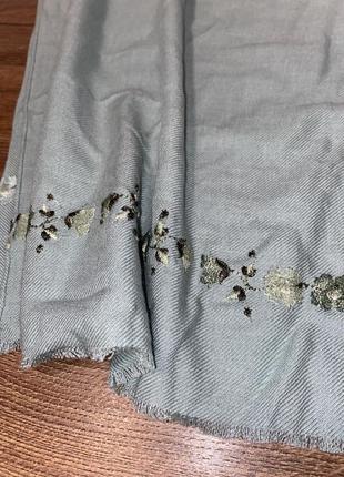 Пашмина палантин шарф з вишитим квітками3 фото