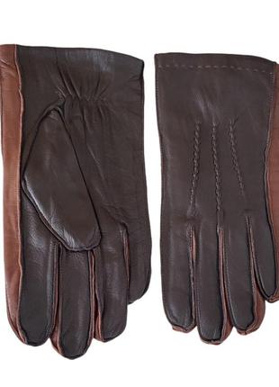 Кожаные коричневые мужские перчатки pitas 10355 фото