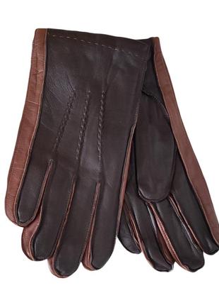 Кожаные коричневые мужские перчатки pitas 10357 фото
