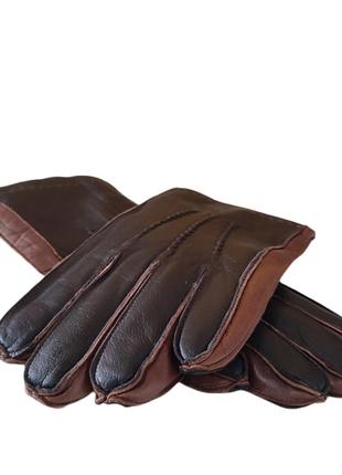 Кожаные коричневые мужские перчатки pitas 10352 фото
