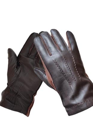 Кожаные коричневые мужские перчатки pitas 10351 фото
