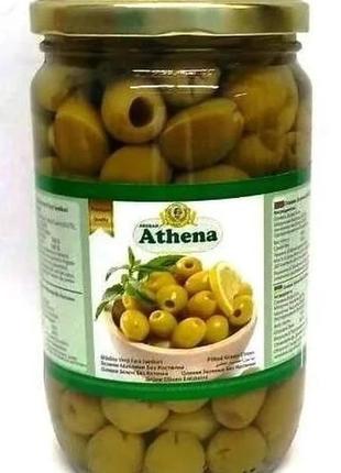 Оливки зелені без кісточки великі athena, 360 г, туреччина, банка скляна