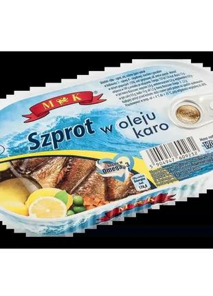Шпроты в масле каро mk karo, 170 г в масле, польша, ж/б ,витамин омега 3