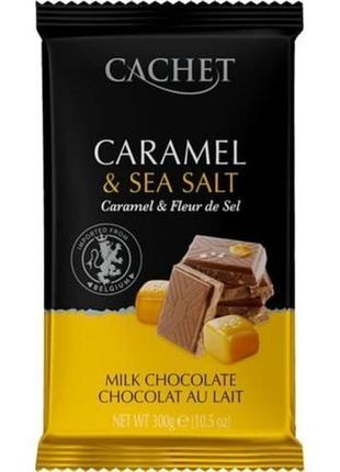 Молочний шоколад cachet з карамеллю і морською сіллю caramel & sea salt, 300 г, бельгія