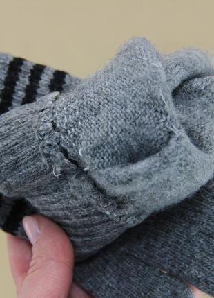 Шерстяные перчатки детские 9-12 лет осенние-зимние с начесом мальчик коричневый2 фото