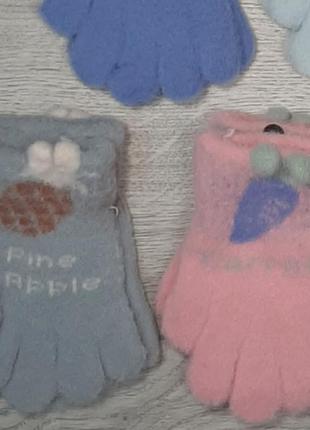 Перчатки детские зимние для девочек возраст 4-6 лет3 фото