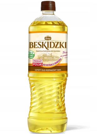 Олія рафінована ріпакова для смаження, рослинне першого пресування olej beskidzki, 1 л, польща