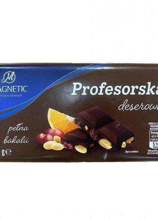 Шоколад темний з апельсином, родзинками та арахісом magnetic profesorska, 180 г, польща