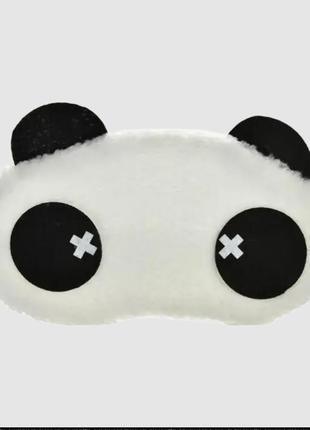 Маска для сну плюшева панда очі з хрестиками, розмір 18х11см, римінець 27см