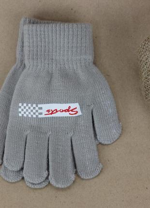 Шерстяные перчатки для мальчика 3-5 лет осенние-зимние с начесом ралли бежевый2 фото