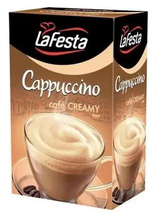 Капучино растворимый кремовый в стиках la festa cafe creamy, 125г (10шт х12,5г), напиток кофейный