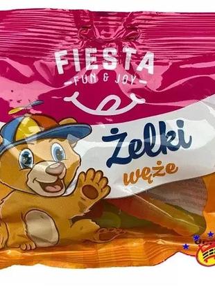 Цукерки желейні fiesta zelki черв'ячки, 80 г, жувальні цукерки, польща