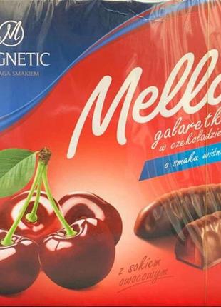 Конфеты желейные (мармеладные) в шоколаде со вкусом вишни magnetic mella 190 г, польша