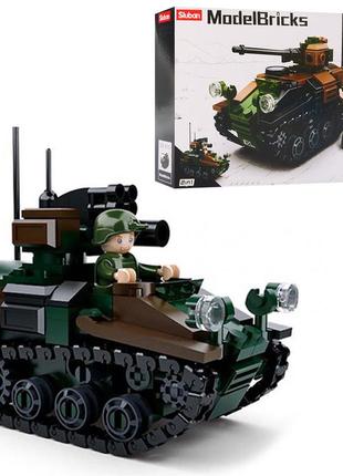 Конструктор военный, танк, фигурка, 245 деталей sluban m38-b0750