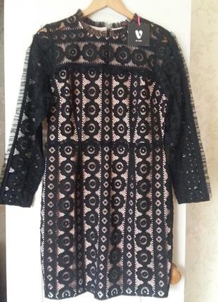 Роскошное кружевное платье на подкладке 12 р.