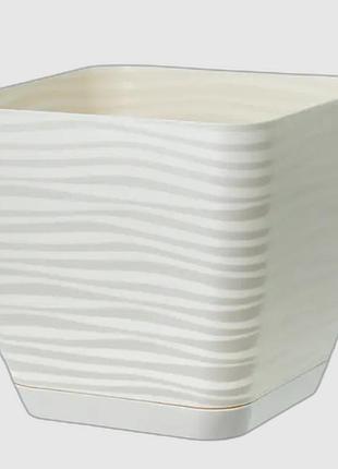 Вазон сахара квадро 23 см с поддоном кремовый