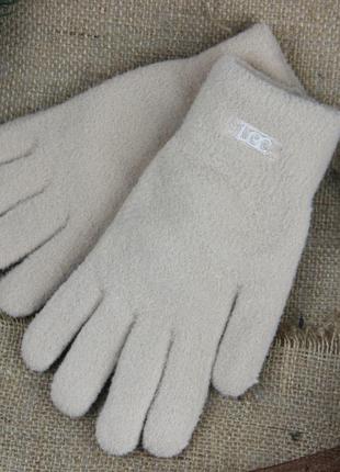 Женские перчатки шерстяные с начесом размер s-м осень-зима бежевый2 фото