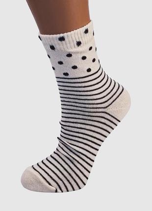 Жіночі шкарпетки демісезонні середні 23-25 розмір (36-40 взуття) стрейчові малюнок бежевий2 фото