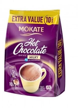 Гарячий молочний шоколад (стік 10 шт. по 18 г) mokate hot chocolate, 180 г, польща, шоколадний напій розчинні