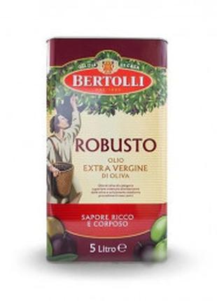 Олія оливкова bertolli robusto olio extra virgin di olive, 5 л (італія) у бляшанці, рафінована