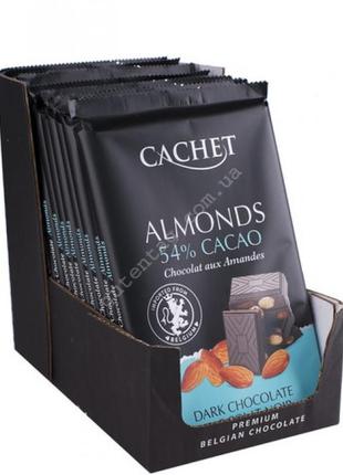 Шоколад чорний cachet almonds 54% какао з мигдалем, 300 г, бельгія3 фото