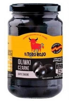 Маслины черные без косточки среднего калибра el toro rojo, 340г польша, в банке черные оливки